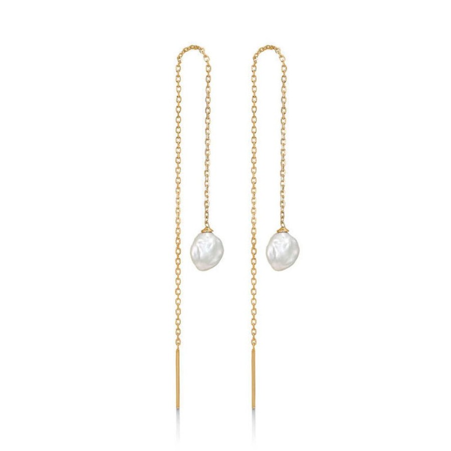 Jewellery Mads Z | Selena Earrings In 8 Ct. Gold With Cultured Pearls