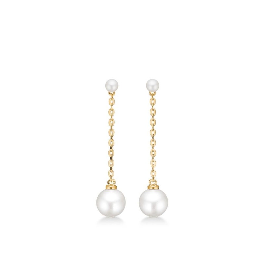 Jewellery Mads Z | Moon Earrings In 8 Ct. Gold With Cultured Pearls