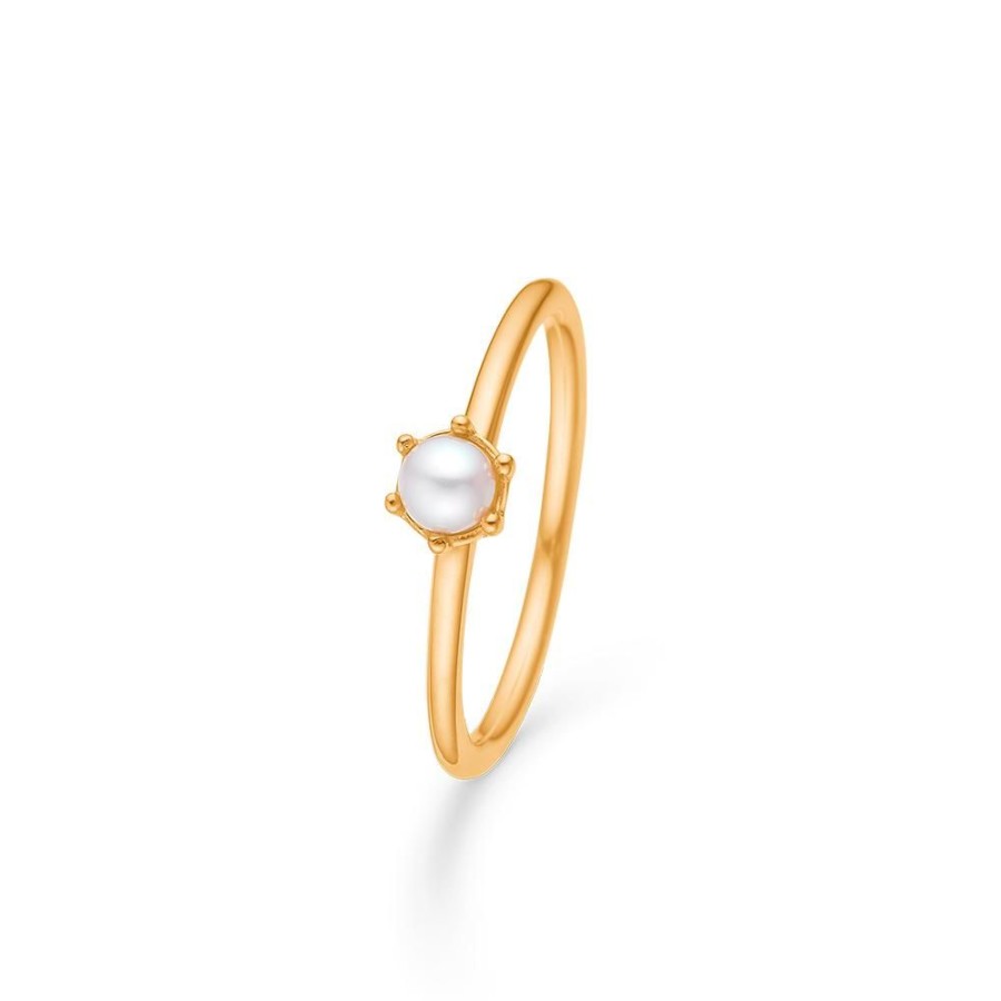 Jewellery Mads Z | Poetry Solitaire Pearl Ring In 14 Kt. Gold With A Cultural Pearl