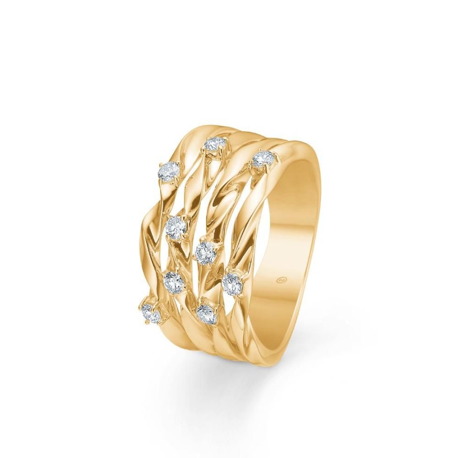 Jewellery Mads Z | Serpentine Ring In 14 Ct. Gold W. Diamond