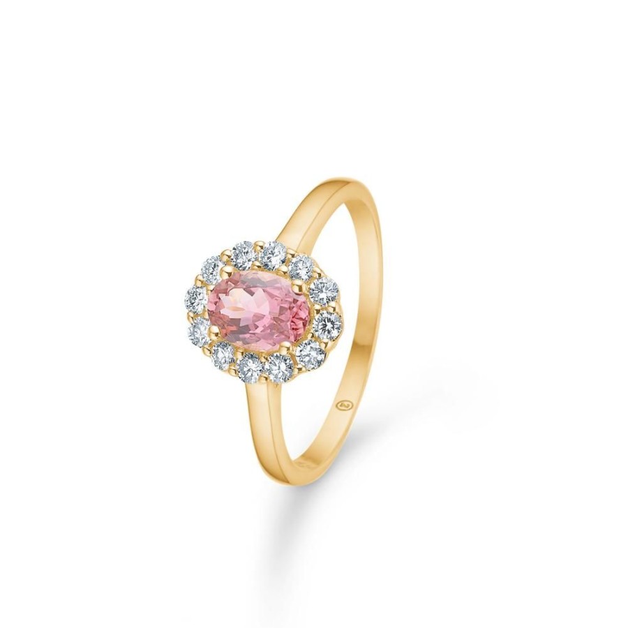 Jewellery Mads Z | Portofino Ring In 14 Ct. Gold With Pink Topaz And Diamond