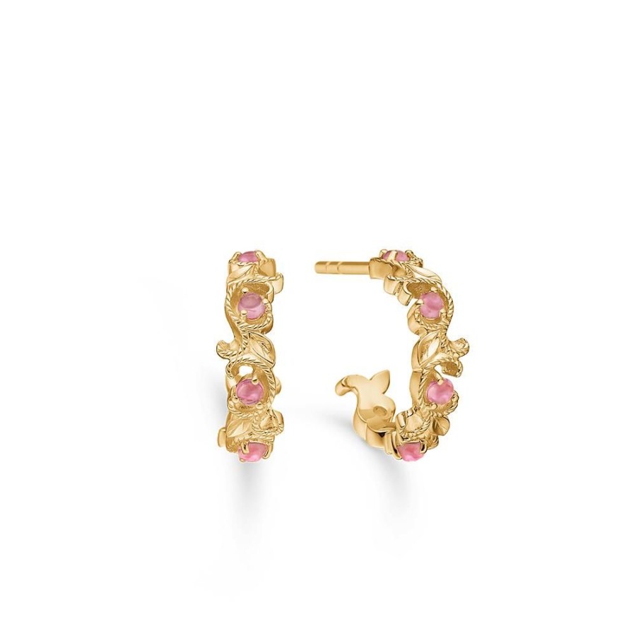 Jewellery Mads Z | Vintage Blooming Earrings In 14 Ct. Gold With Pink Tourmaline