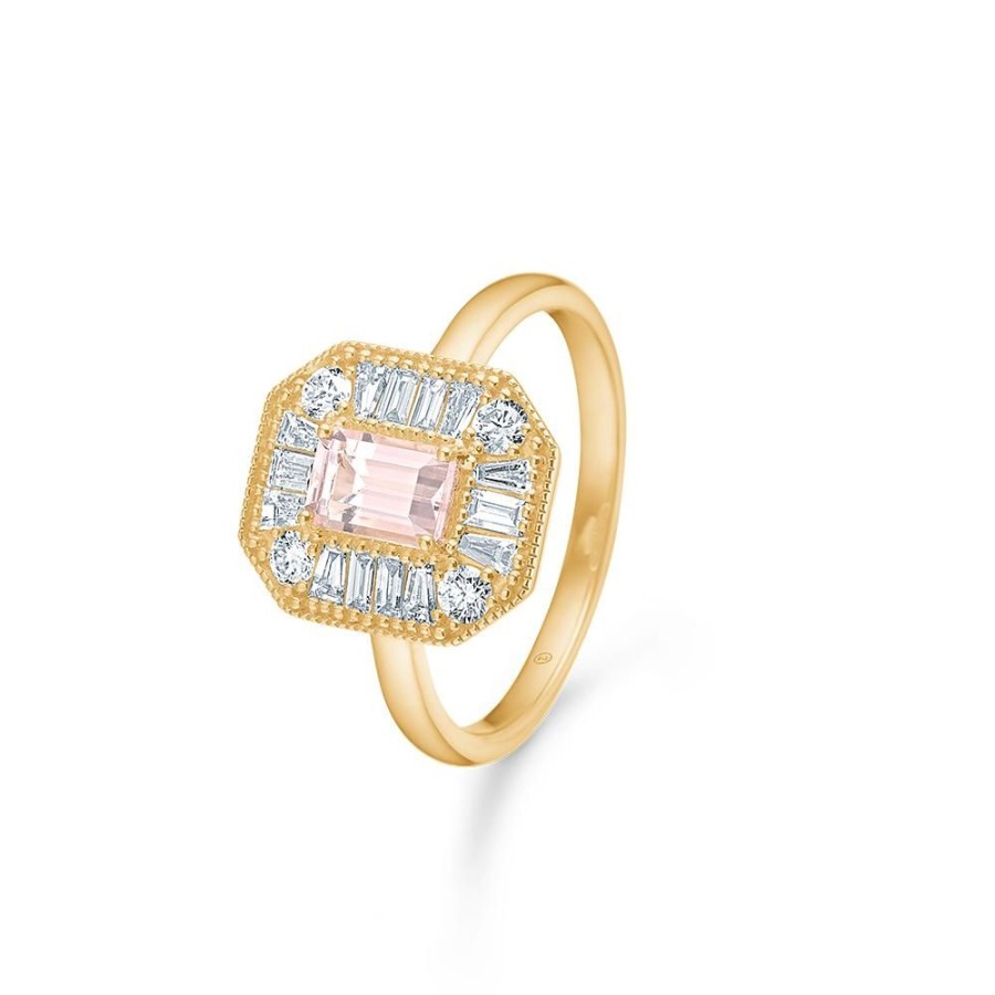 Jewellery Mads Z | Monaco Ring In 14 Ct. Gold With Pink Morganite And Diamonds