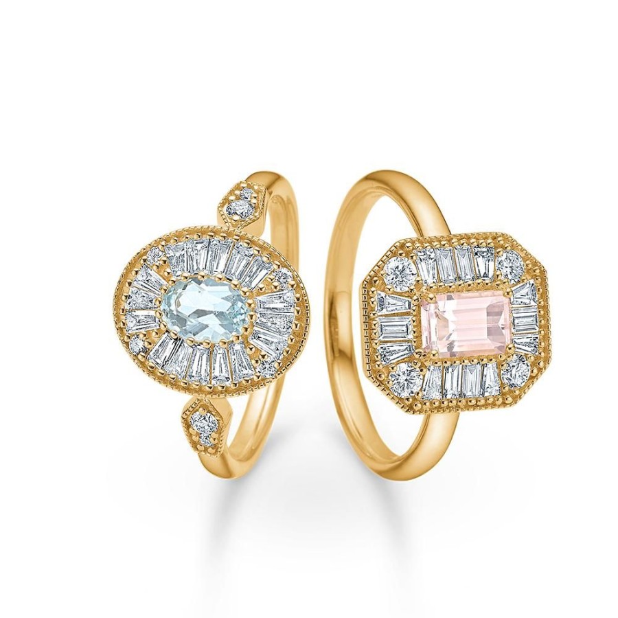 Jewellery Mads Z | Monaco Ring In 14 Ct. Gold With Pink Morganite And Diamonds