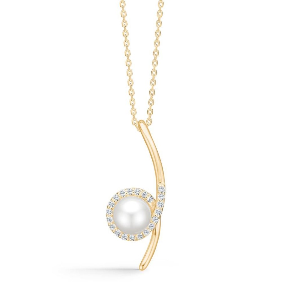 Jewellery Mads Z | Kimberly Necklace In 14 Ct. Gold With Cultured Pearl And Diamond