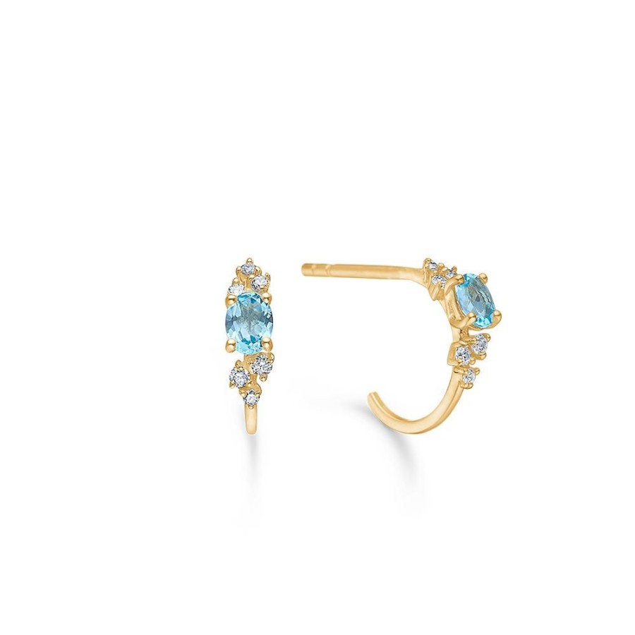 Jewellery Mads Z | Leonora Earrings In 14 Ct. Gold With Topaz And Diamonds