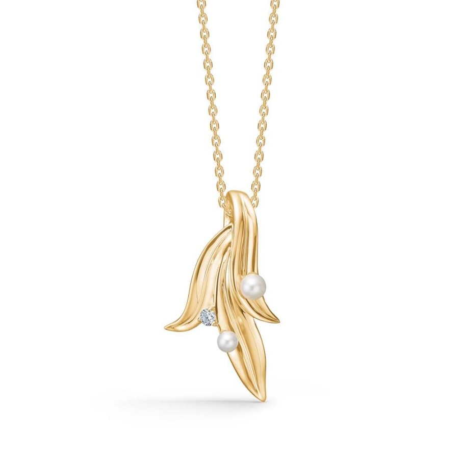 Jewellery Mads Z | Morning Dew Pendant In 14 Ct. Gold With Cultured Pearl And Diamond