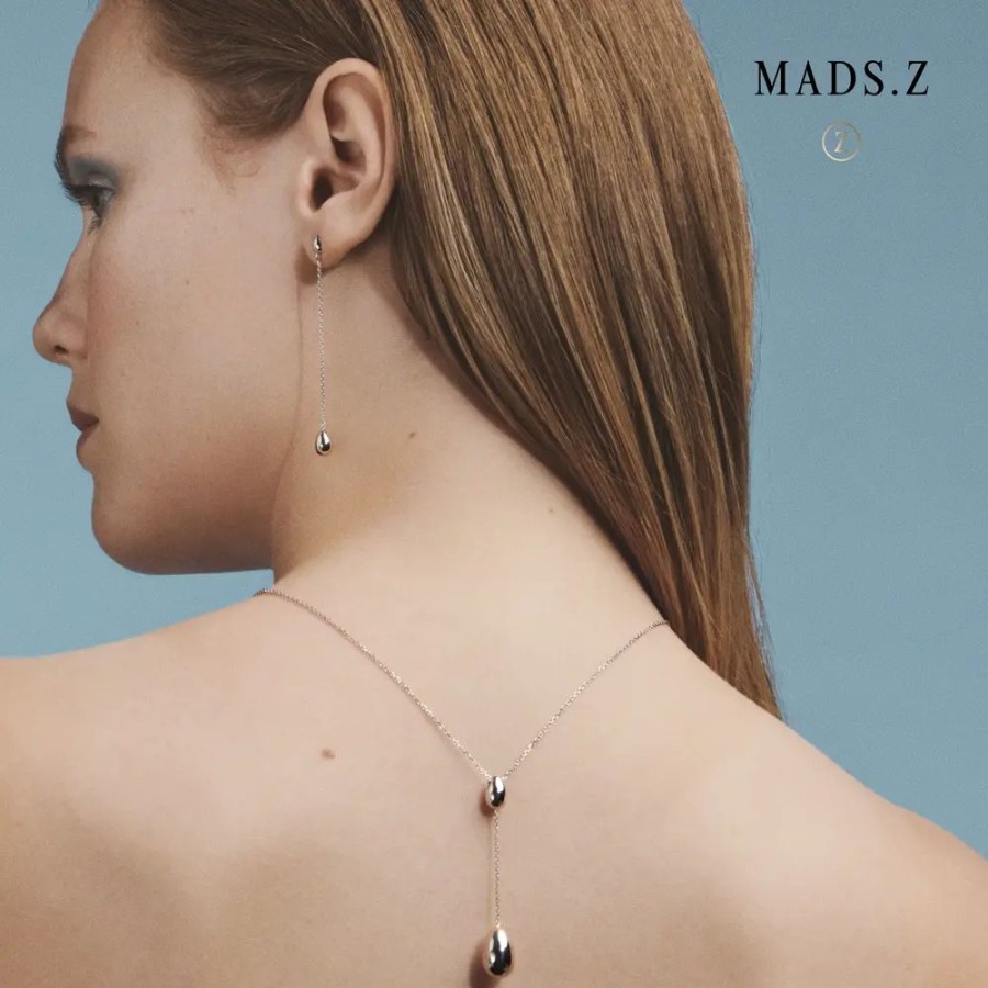 Jewellery Mads Z | Dangling Ellipse Silver Necklace