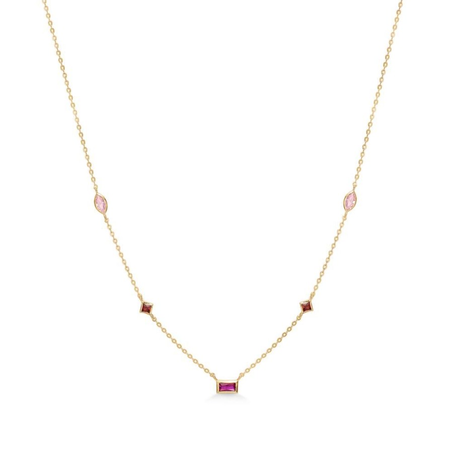 Jewellery Mads Z | Valentina Necklace In 8 Ct. Gold With Red Zirconia