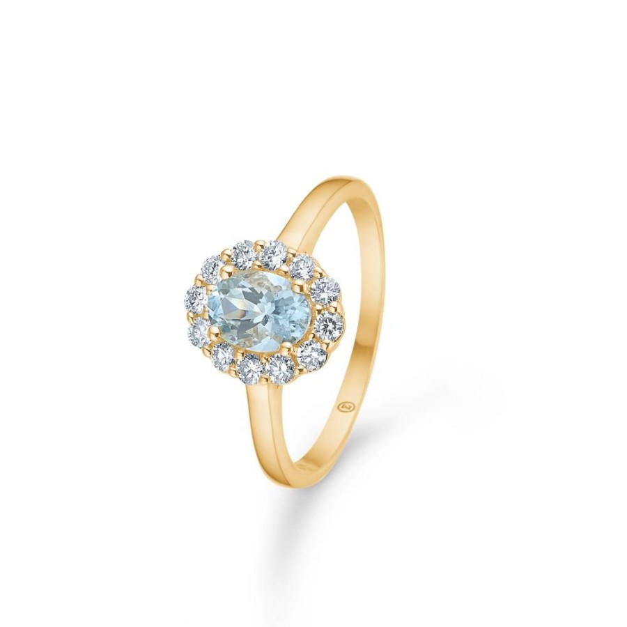 Jewellery Mads Z | Portofino Ring In 14 Ct. Gold With Aquamarine And Diamond