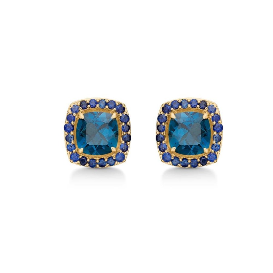 Jewellery Mads Z | Provence Earrings In 14 Ct. Gold With London Blue Topaz And Sapphires