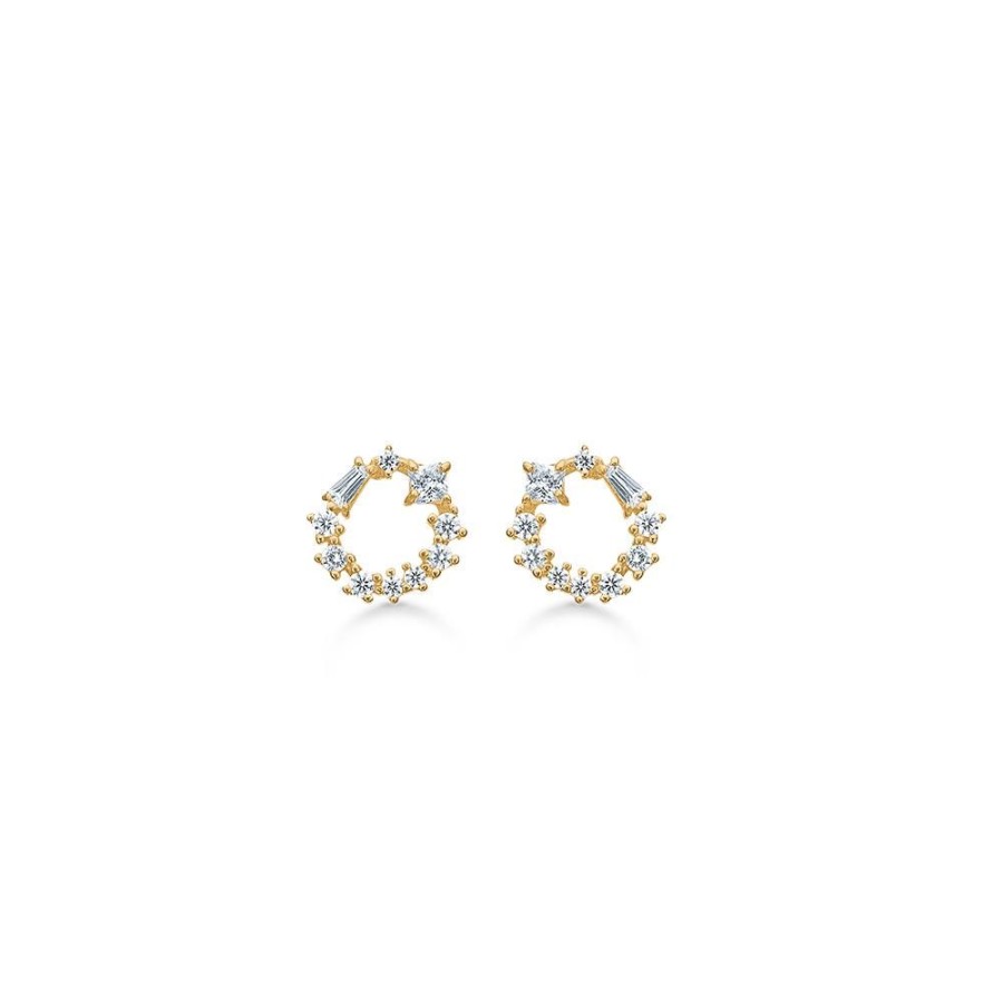 Jewellery Mads Z | River Earrings In 8 Ct. Gold With Zirconia