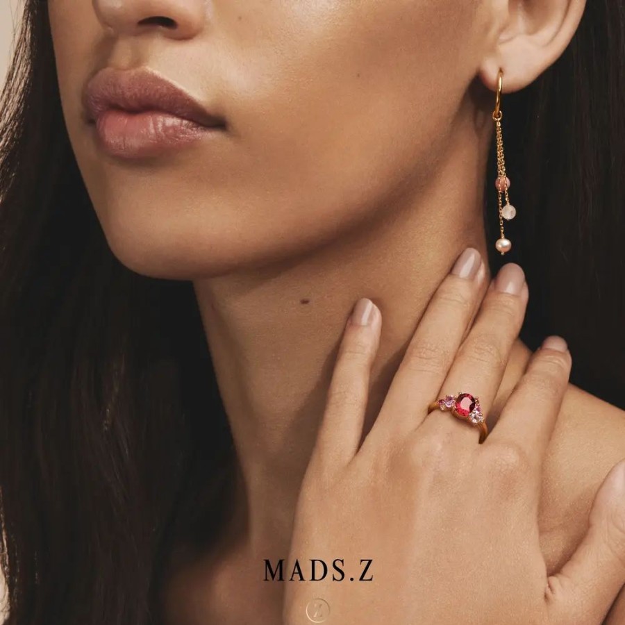 Jewellery Mads Z | Four Seasons Autumn Ring In 14 Ct. Gold With Garnet And Ruby