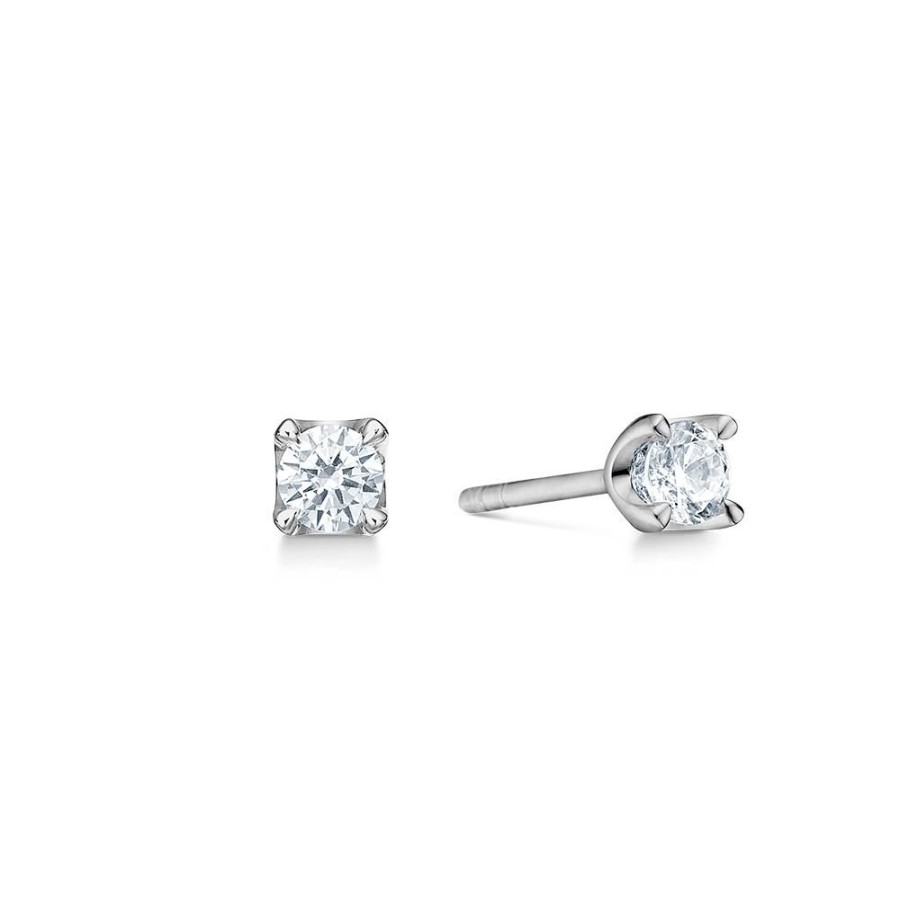 Jewellery Mads Z | Crown Earrings 14 Ct. White Gold W. 0,50 Ct.