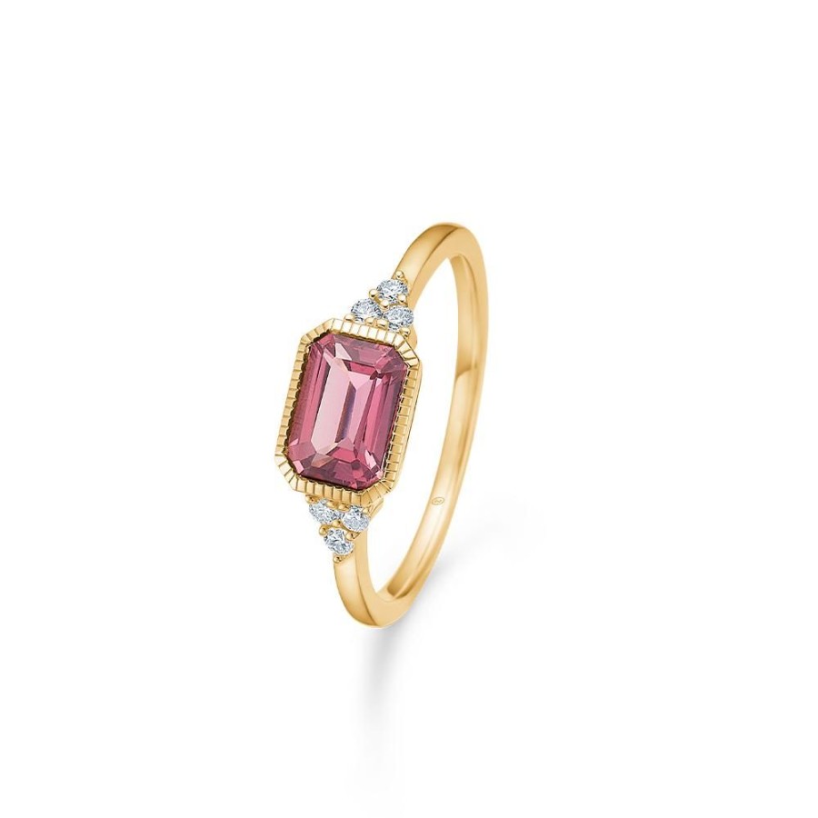 Jewellery Mads Z | Elvira Ring In 14 Ct. Gold With Pink Tourmaline And Diamonds