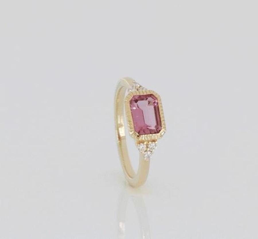 Jewellery Mads Z | Elvira Ring In 14 Ct. Gold With Pink Tourmaline And Diamonds