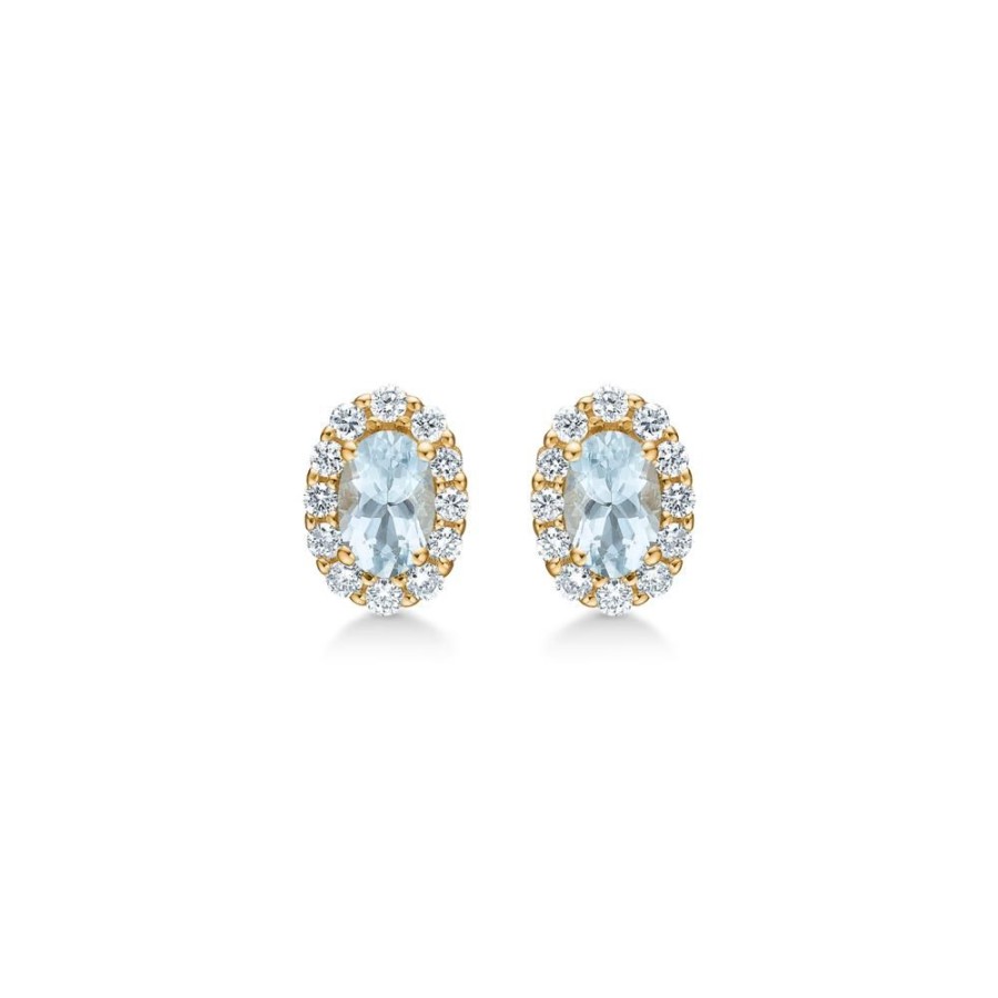 Jewellery Mads Z | Portofino Earrings In 14 Ct. Gold With Aquamarine And Diamonds