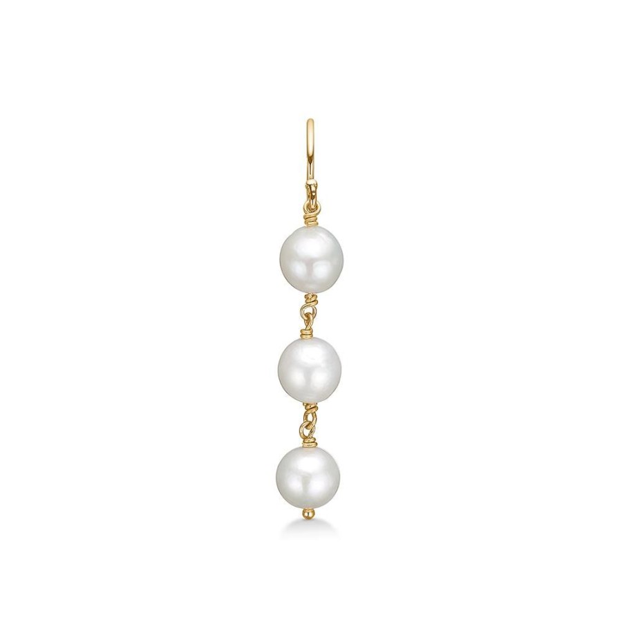 Jewellery Mads Z | Treasure Earrings In 14 Ct. Gold With 3 Cultured Pearls