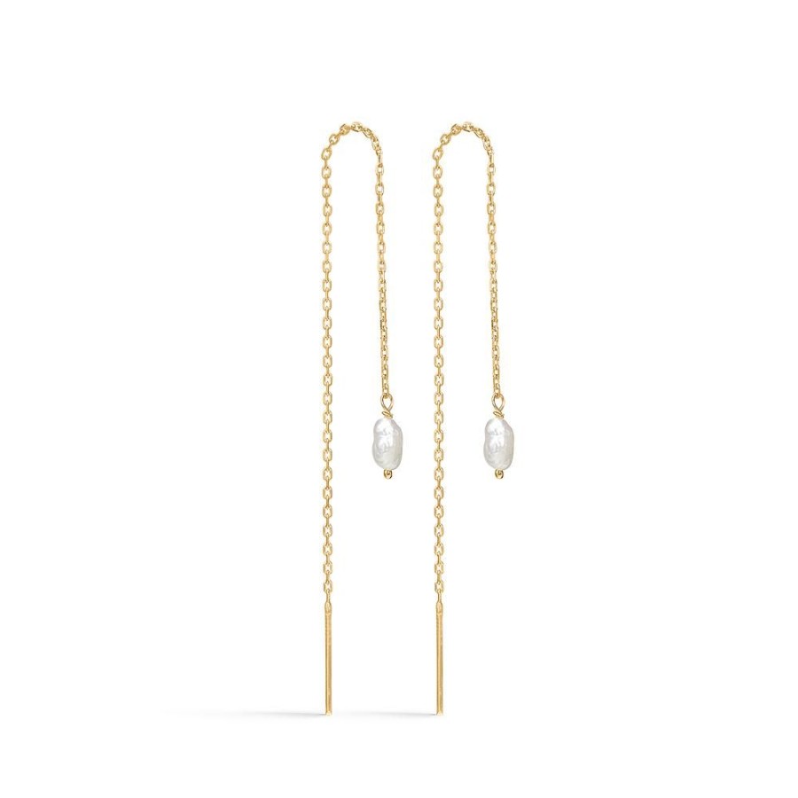 Jewellery Mads Z | Dew Drops Earrings In 8 Ct. Gold With Pearl