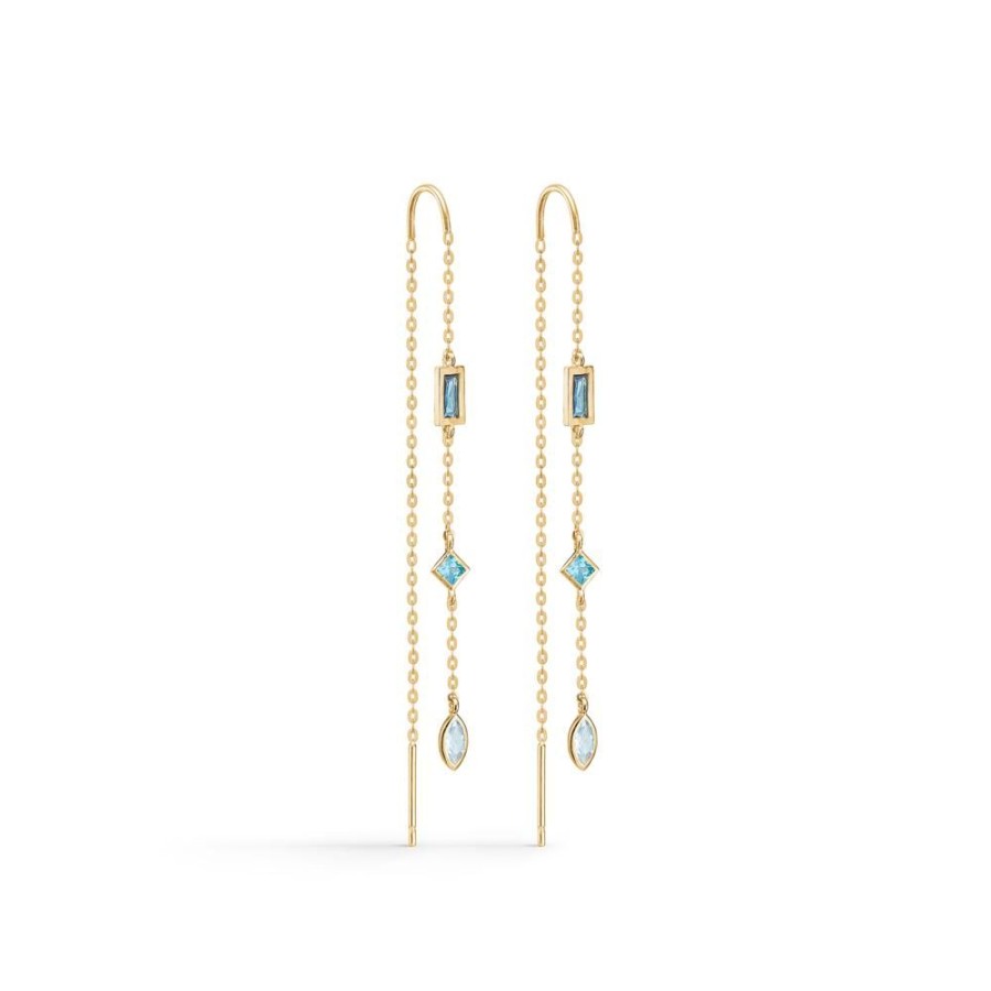 Jewellery Mads Z | Valentina Earrings In 8 Ct. Gold With Blue Zirconia