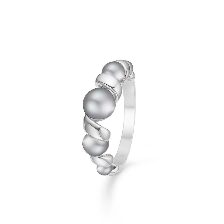 Jewellery Mads Z | Swirl W. Pearl Silver Ring W. Peal