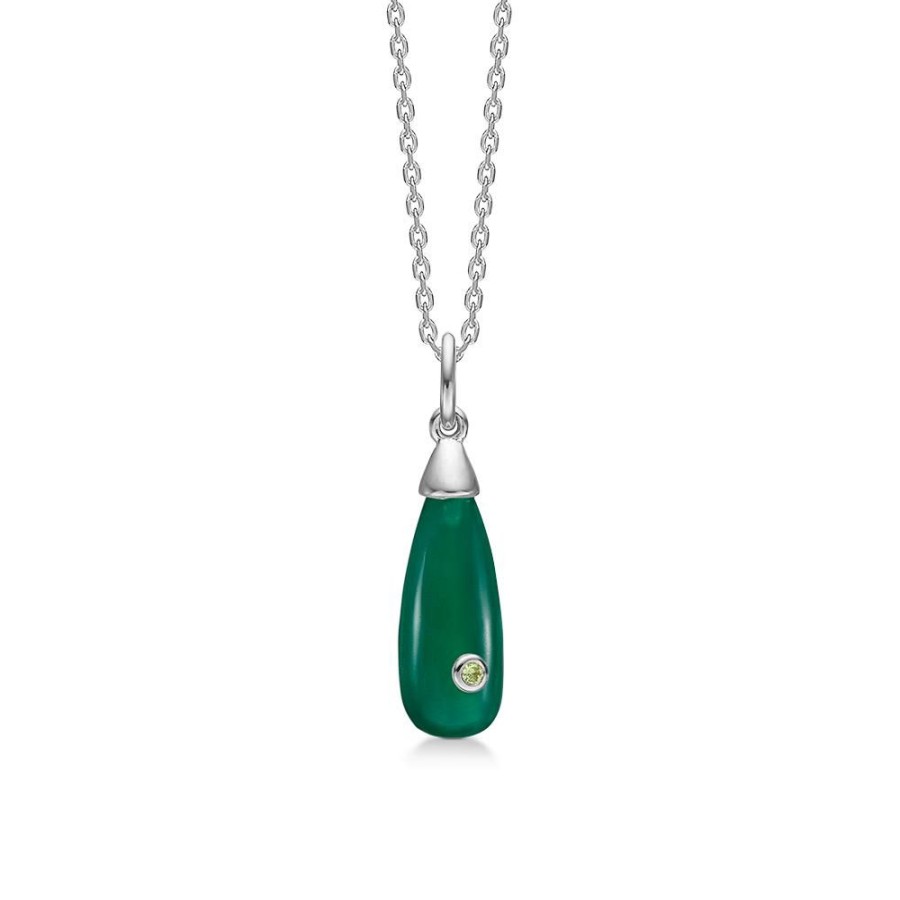 Jewellery Mads Z | Precious Drops Silver Necklace With Green Agate And Peridot