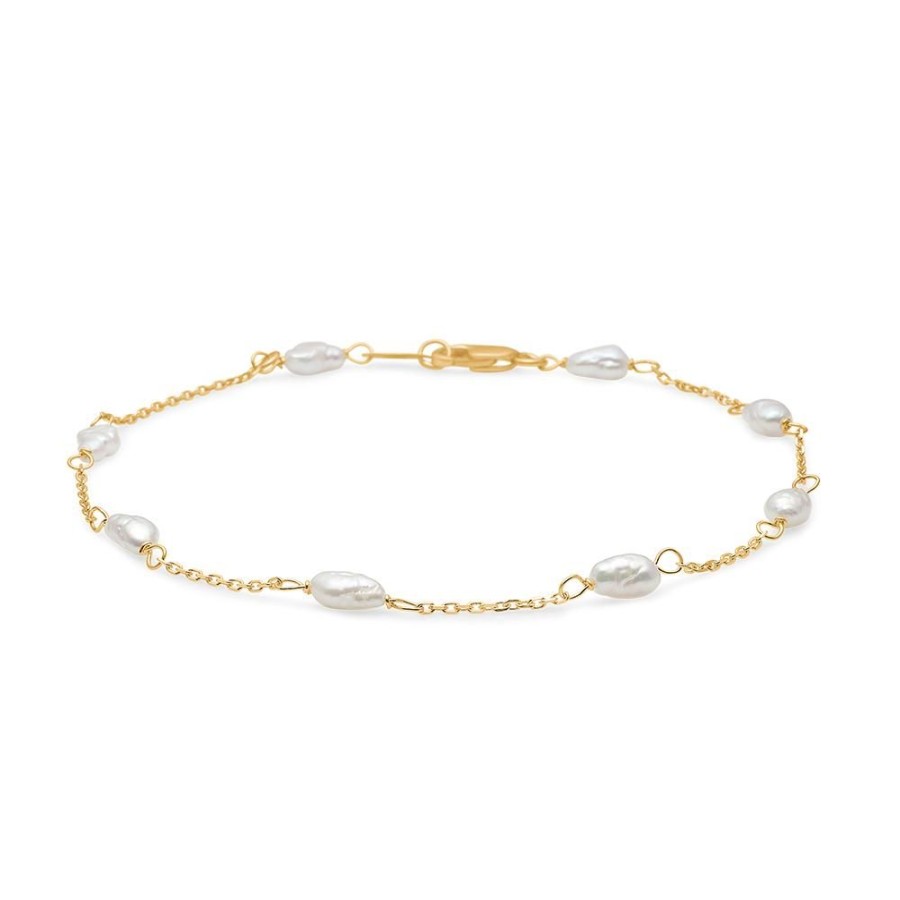 Jewellery Mads Z | Dew Drops Bracelet In 8 Ct. Gold With Pearls