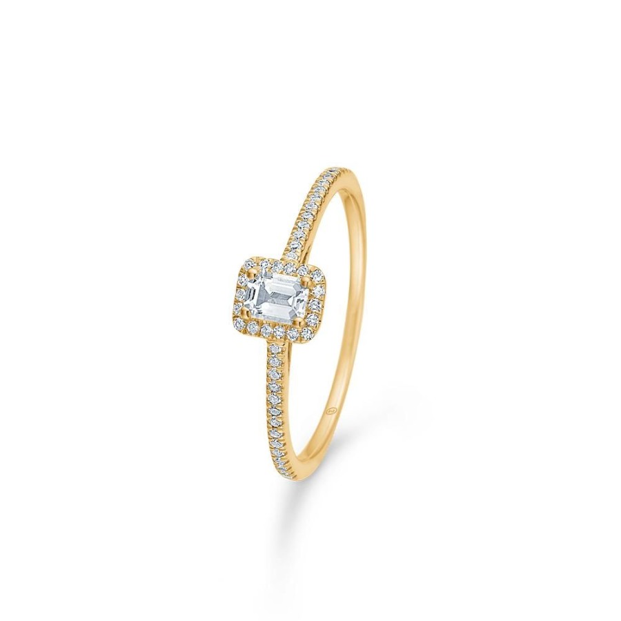 Jewellery Mads Z | Isabella Ring In 14 Ct. Gold With White Topaz And Diamonds