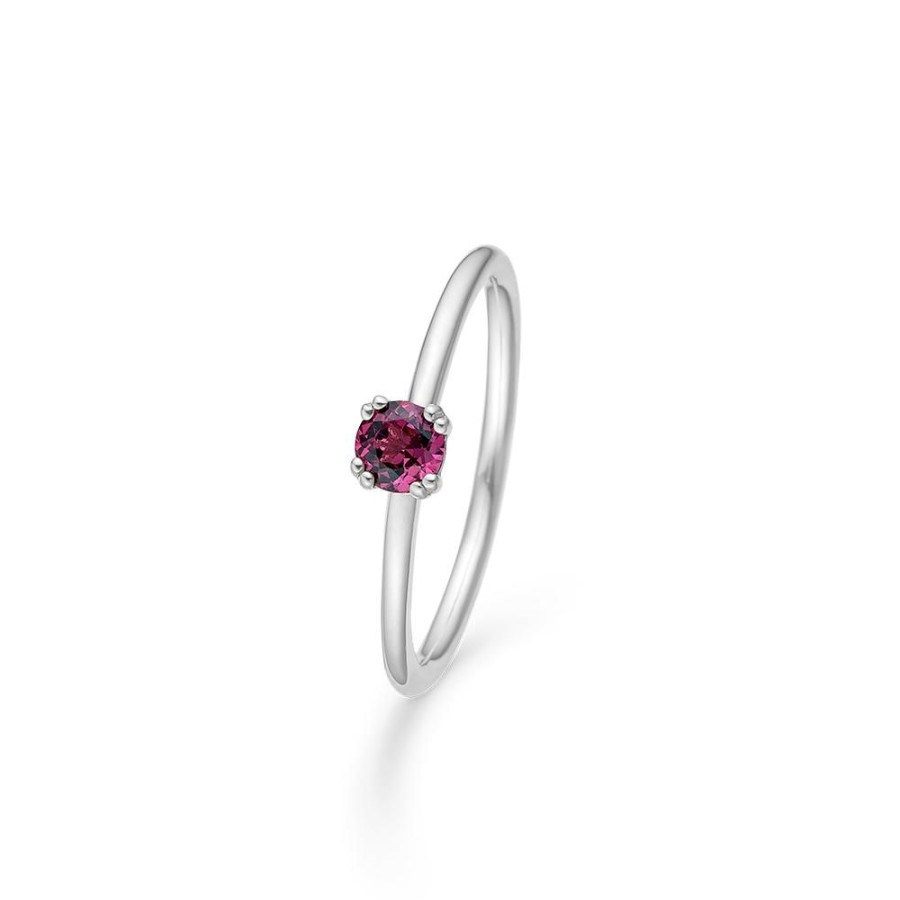 Jewellery Mads Z | Poetry Solitaire Garnet Silver Ring With Garnet