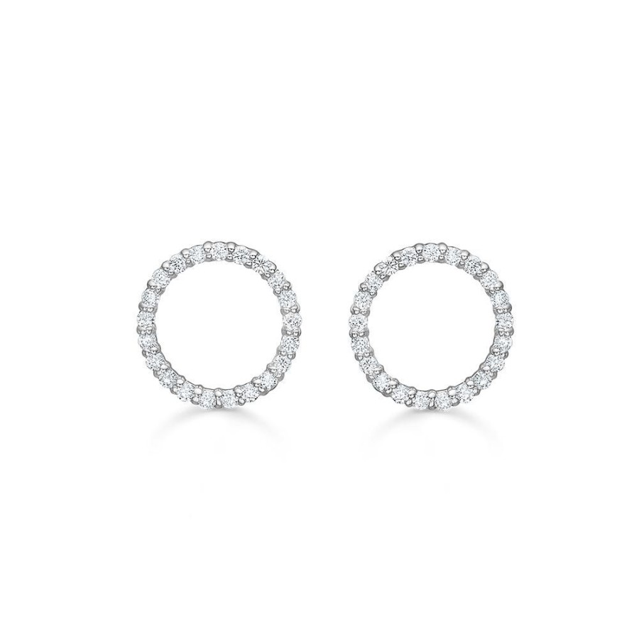 Jewellery Mads Z | Diamond Halo Earrings In 14 Ct. White Gold W. Diamonds