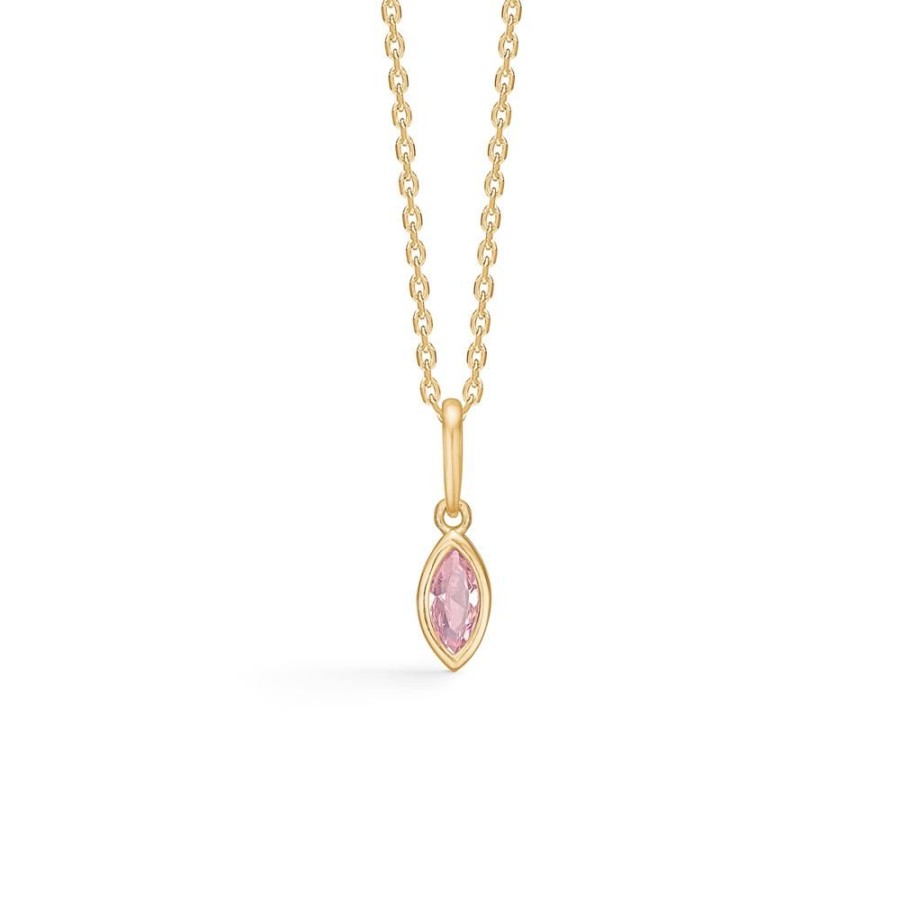 Jewellery Mads Z | Rose Pendant In 8 Kt Gold With Rose Zirconia