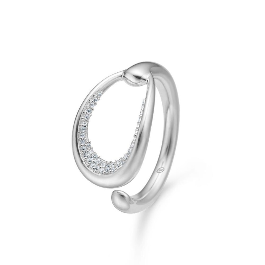 Jewellery Mads Z | Ellipse Silver Ring With White Topaz