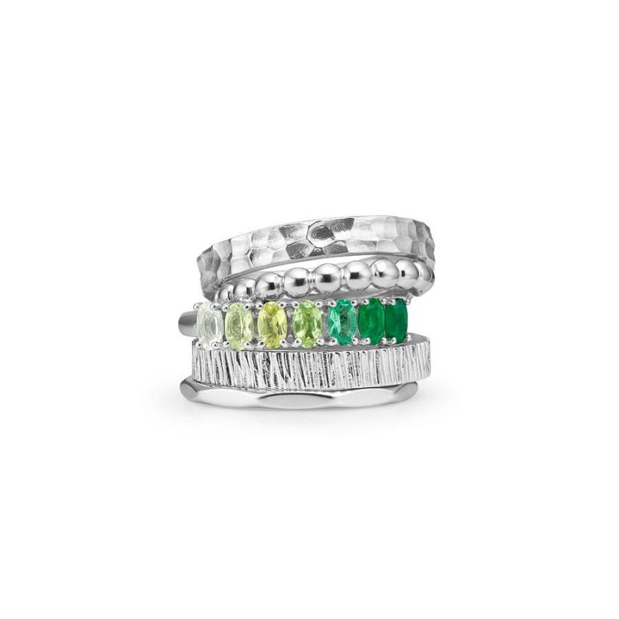 Jewellery Mads Z | Poetry Emerald Silver Ring W. Precious Stones