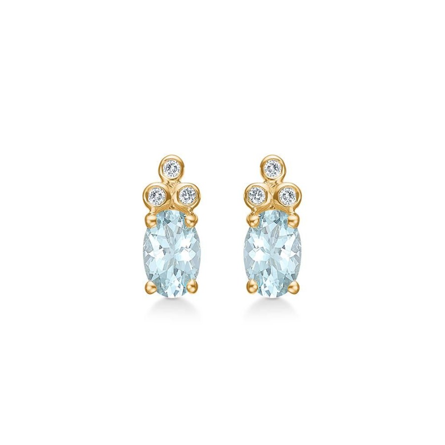 Jewellery Mads Z | Aquamarine Earrings In 14 Ct. Gold With Aquamarine And Diamonds