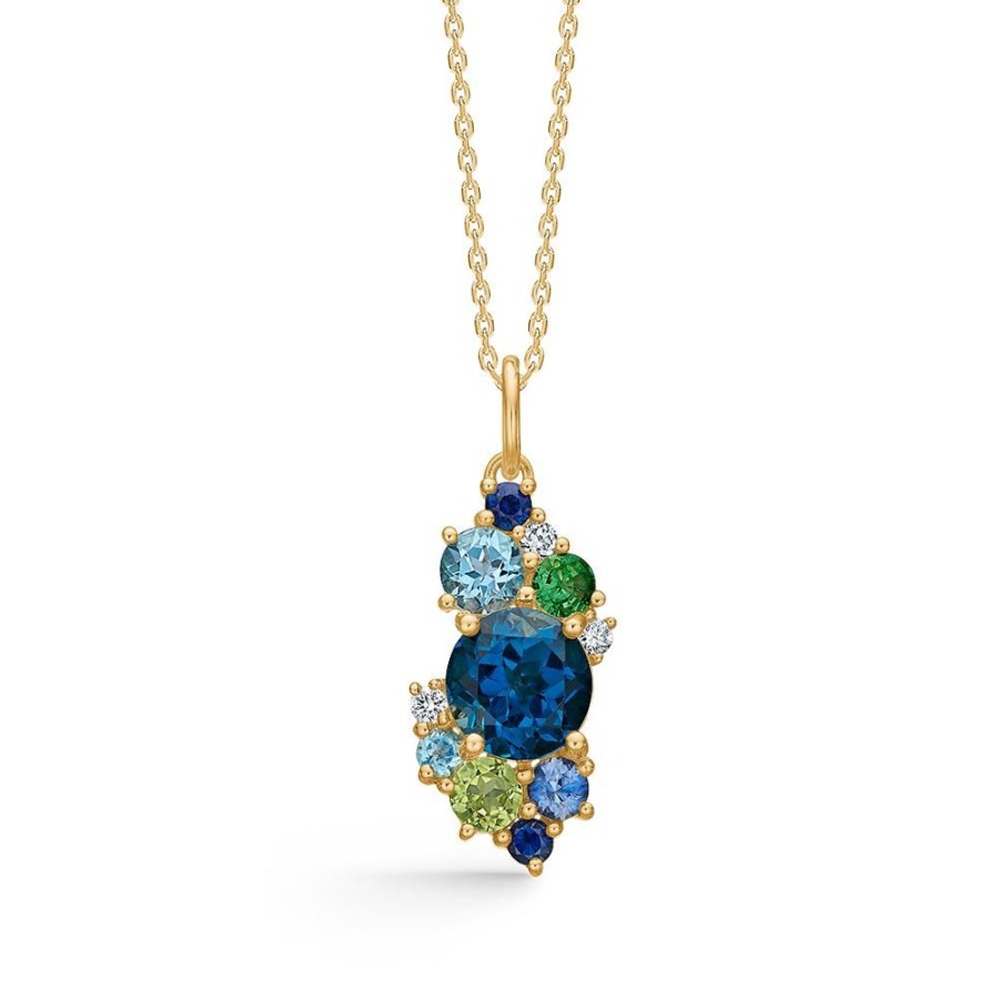 Jewellery Mads Z | Four Seasons Winter Pendant In 14 Ct. Gold With London Blue Topaz And Sapphire