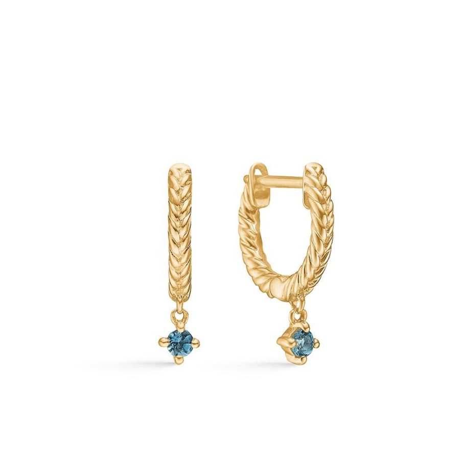 Jewellery Mads Z | Kiss Earrings In 14 Ct. Gold With London Blue Topaz