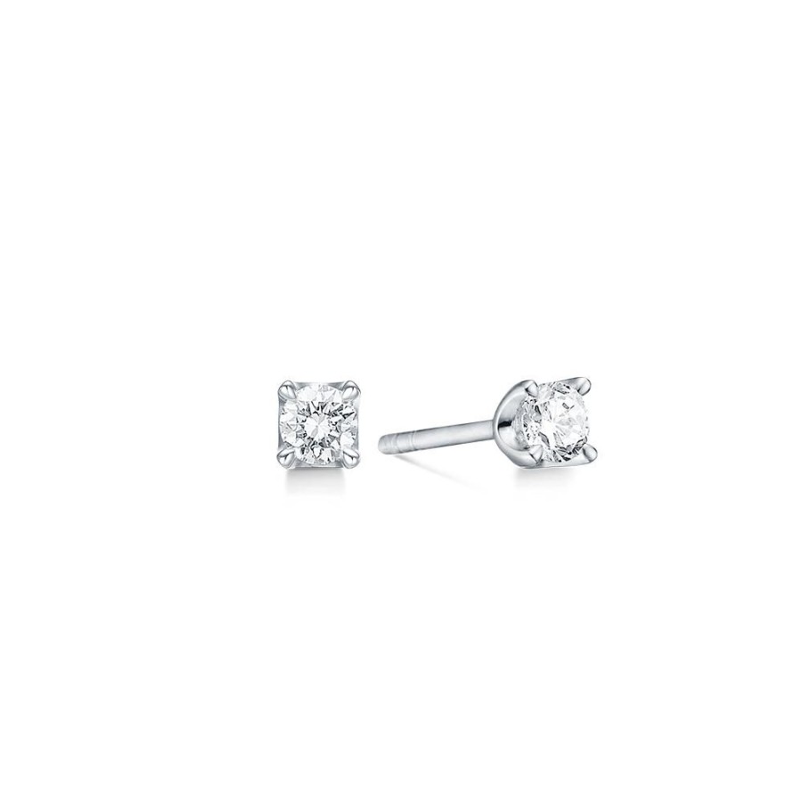 Jewellery Mads Z | Crown Earrings 14 Ct. White Gold W. 0,30 Ct.