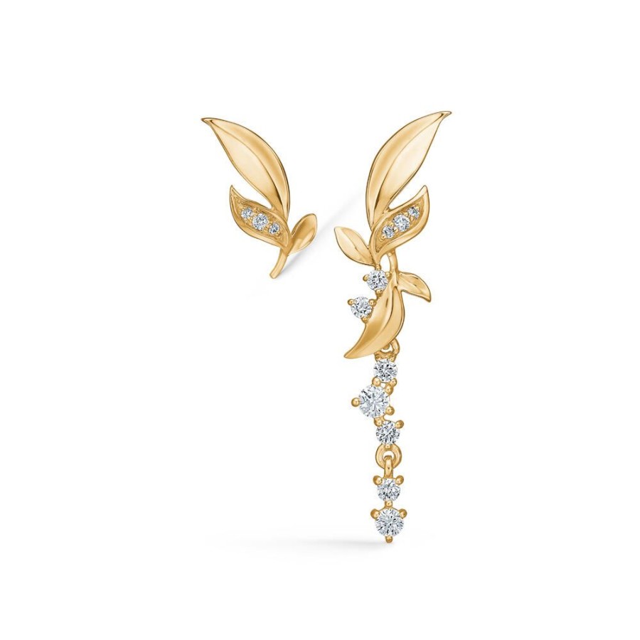 Jewellery Mads Z | Olive Love Earrings In 14 Kt. Gold With Diamonds