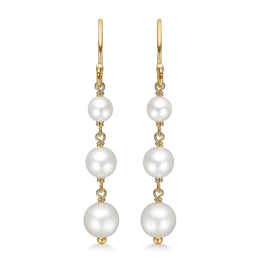 Jewellery Mads Z | Treasure Earrings In 14 Ct. Gold With 3 Cultured Pearls