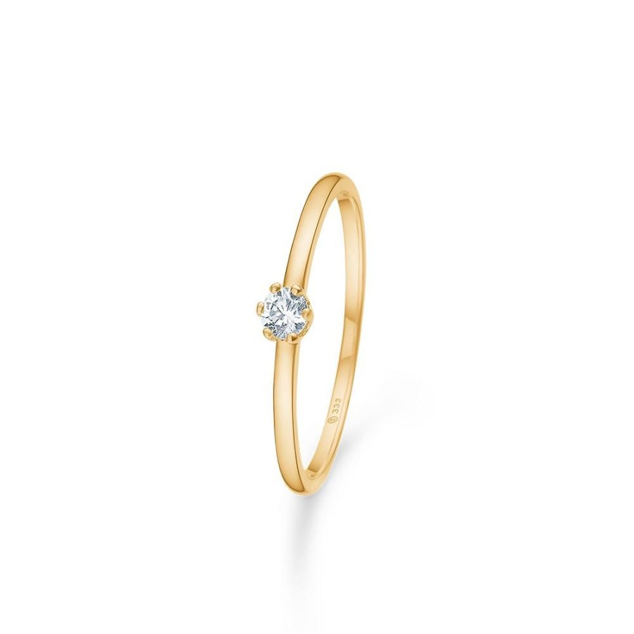 Jewellery Mads Z | Lydia Ring In 8 Ct. Gold With Zirconia