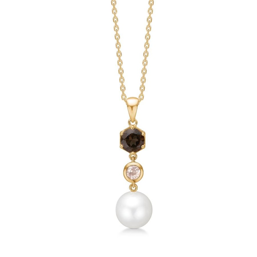 Jewellery Mads Z | Pearl Bliss Pendant In 14 Ct. Gold With Rose Quartz And Pearl