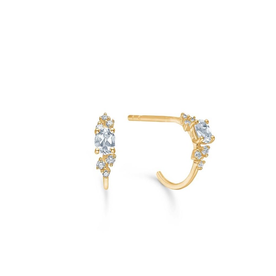 Jewellery Mads Z | Leonora Earrings In 14 Ct. Gold With White Topaz And Diamonds