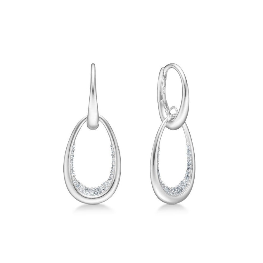 Jewellery Mads Z | Ellipse Silver Earrings With White Topaz