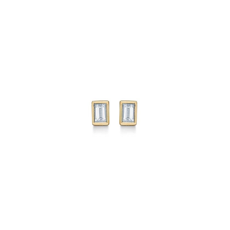 Jewellery Mads Z | Diamond Baguette Earrings 14 Ct. Gold