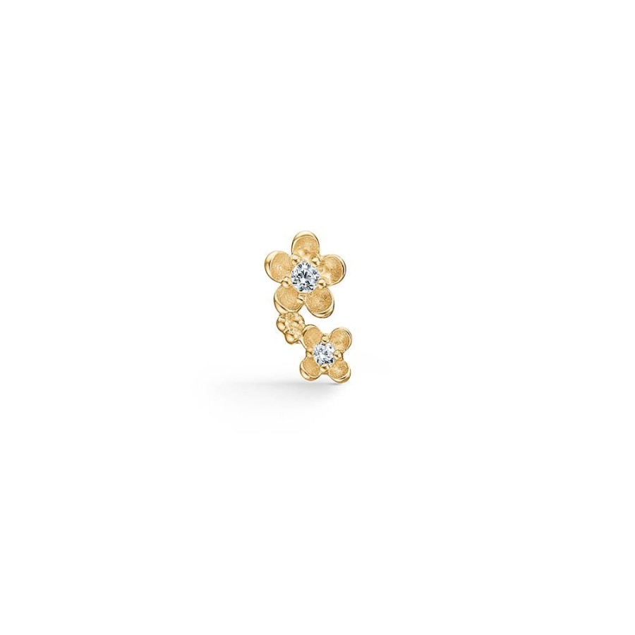 Jewellery Mads Z | Flower Earring In 8 Ct. Gold With Zirconia