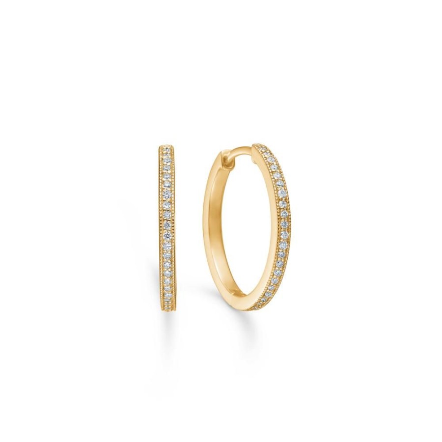 Jewellery Mads Z | Poetry Hoop Earrings In 14 Kt. Gold With Diamonds