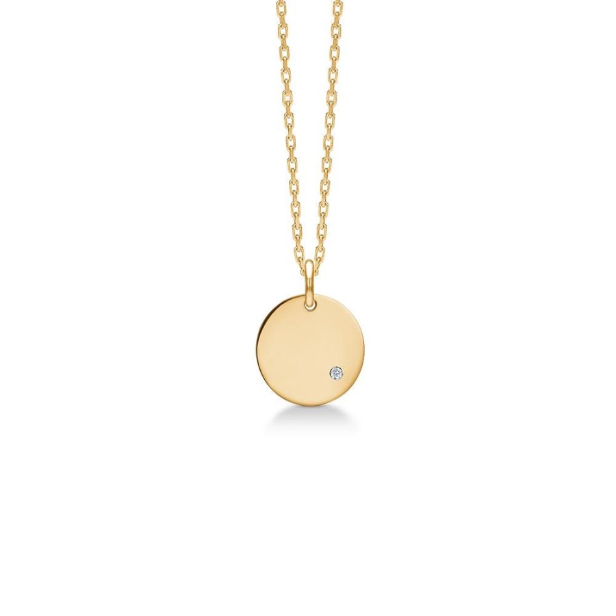 Jewellery Mads Z | Token Diamond Pendant In 8 Kt. Gold With Brilliants