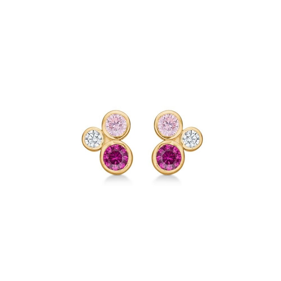 Jewellery Mads Z | Emily Earrings In 8 Ct. Gold With Pink Zirconia