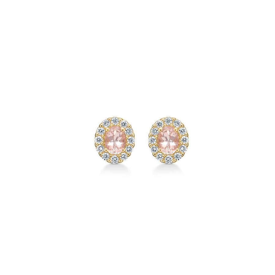 Jewellery Mads Z | Madison Earrings In 14 Ct. Gold With Morganite And Diamonds