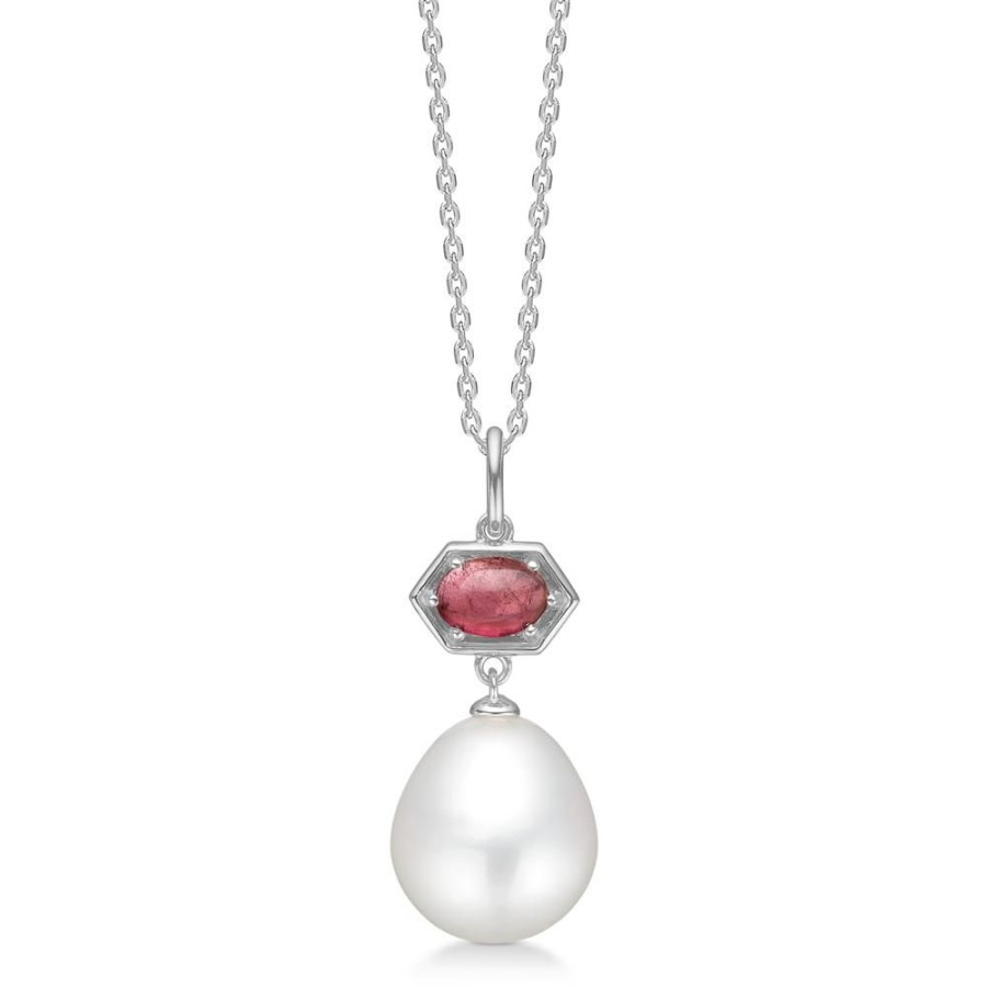 Jewellery Mads Z | Pearl Delight Silver Necklace With Pink Tourmaline And Pearl